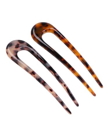 Minkissy 2pcs French hair fork celluloid chignon hairpins hair updos u pins pencil braid twist bobby pins for rolls (random color) sorted color 1 piece (1 Pack)