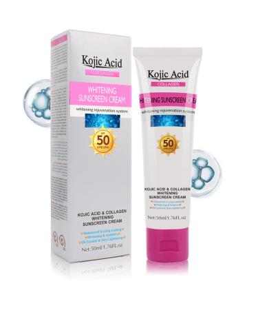 Kojic Acid SPF 50 Face Moisturiser Face Sunscreen SPF 50 Protection Against UVA UVB Sunscreen SPF 50 Face Water/Sweat Resistant-Brighten Skin Tone Fast Absorbing Lightweight Cream Daily Use Sunscreen SPF 50+ 02