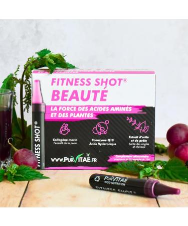 Marine Collagen Q10 Plant Hyaluronic Acid Horsetail and Nettle | FITNESS SHOT Beauty | Skin beauty | Resistant nails | Seal seal | 32 days cure | Pur Vita | French innovation