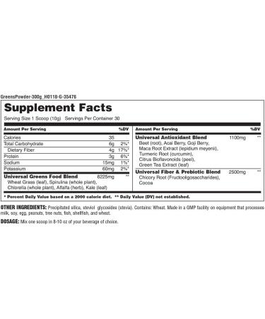 Universal Nutrition Greens Powder - 300g Superfood Blend for Vitality & Wellness - Buy Online on GoSupps.com