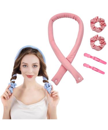 Lock winder curls without heat Heatless Curl's band Silk Hair Lockenwicker with hairpin Wave Formers overnight Hair Curler No Heat Diy hairstyle set for long hair (pink)