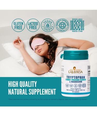 Ana Mar a Lajusticia Tryptophan with GABA and Passion Flower & Magnesium - Kosher - Halal - Vegan - Gluten Free - Supports Nervous System - Buy Online on GoSupps.com