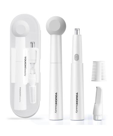 TOUCHBeauty Ear and Nose Hair Trimmer for Women-2024 Upgraded All-in-One Facial Hair Trimmer with 11 000 RPM Powerful Motor Rechargeable IPX7 Waterproof Easy to Clean for Face Ear Nose and Eyebrow White