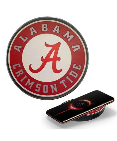 University of Alabama Qi Wireless Charger with Illuminated Crimson Tide Logo & Built-in Power Bank for Wired and Wireless Charging. Officially Licensed Collegiate 100% Portable Wireless Phone Charger Alabama Crimson Tide