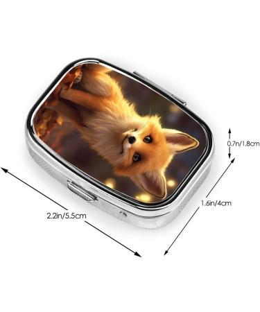 Cute Fox 2 Compartment Small Pill Case | Travel Pill Organizer & Purse Pill Box - Ideal Gifts - Buy Online on GoSupps.com