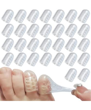 ALREMO Silicone Anti Friction Toe Protector New Silicone Breathable Toe Covers Clear Silicone Anti Friction Toe Protector for Corns Blisters and Ingrown Toenails (30pcs)