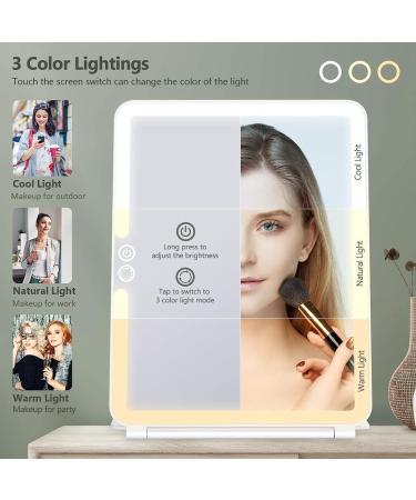 Ecverbyh Travel Makeup Mirror Vanity Mirror Lights with 10X Magnifying Mirror 3 Color Lighting Accessories for Women - Buy Online on GoSupps.com