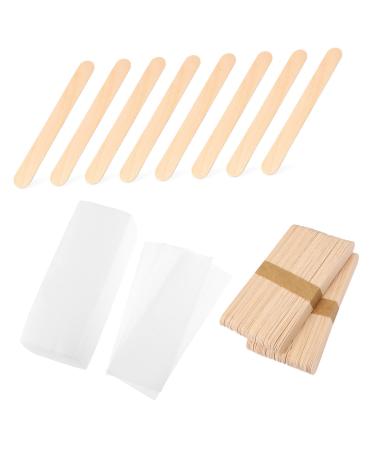 200pi ces B tonnets De Cire Et Bandes Pour pilation Corps Visage Applicateurs Bois Non Tiss s Doux Usage Personnel Institut