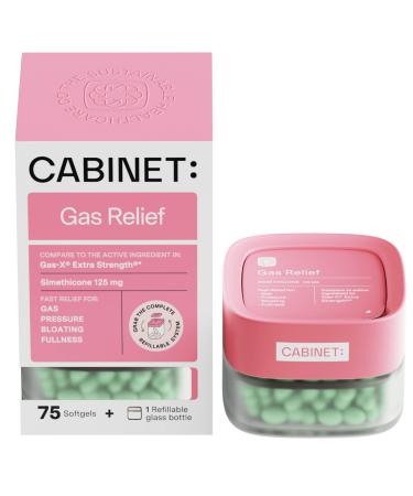 Cabinet: Maximum Gas Relief for Adults w/Active Ingredient Simethicone 125g Compares to Leading Brand Relief for Bloating Burping & Cramps 75 Softgels (Starter Kit)