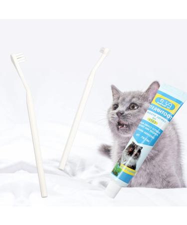 Pet Toothpaste Toothbrush Kit Long Handled Ultra-Soft Bristle Toothbrush Pet Cat Teeth Care Cleaning Cat Cleaning Kit Set - Buy Online on GoSupps.com