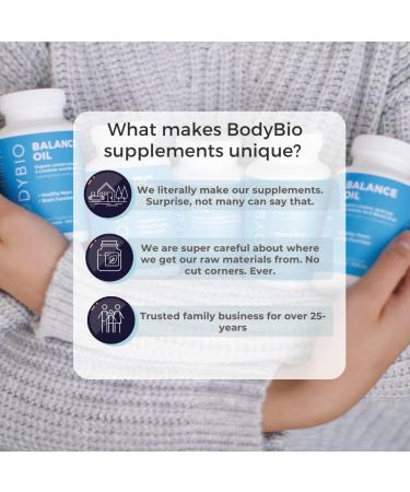 BodyBio Evening Primrose Oil - Cold Pressed GLA Supplement for Skin & Hormonal Health - 180 Softgels - Buy Online on GoSupps.com