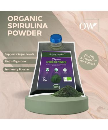Organic Spirulina Powder 500g - Natural Protein Vegan Superfood by Organic Wonders - Buy Online on GoSupps.com