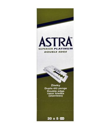 Astra Superior Platinum Double Edge Shaving Razor Blades 100 Pcs Barber Favored by Astra