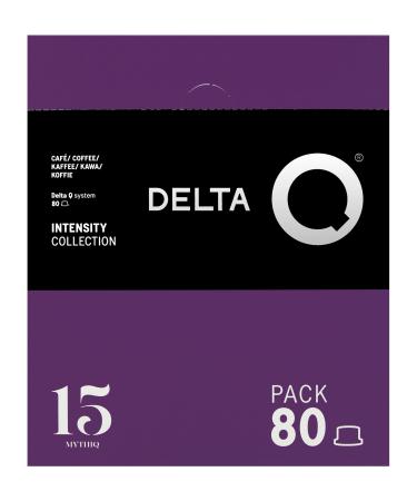 Delta Q Capsules de Caf MythiQ Intensit 15 Pack 80 Compatibles avec les Machines Delta Q Espresso Intense aux Notes de Cacao Chocolat et Noix Grill es Cacao chocolat noisettes grill es nuances de framboise 80 unit (Lot de 1)