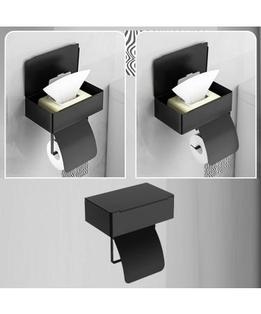2 Toilet Paper and Wipes Holder | Stainless Steel Polished Modern Roll Tissue Holder | Flushable Wet Wipe Dispenser for Washroom Kitchen Riastvy 2 Pcs Black - Buy Online on GoSupps.com