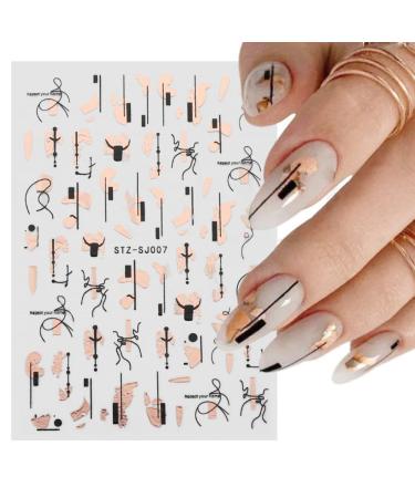 9 Sheets Rose Gold Nail Art Stickers - 3D Self-Adhesive Decals for Luxury Nail Decoration - Buy Online on GoSupps.com