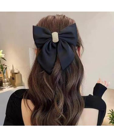 Black Bow Hair Clip for Women Girls Satin Hair Bow Clip for Girls French Barrette Hair Clip Hair Accessories for Women Girls Rhinestone Bow Hair Clips for Women Girls Ribbon Bowknot Hair Clip - Buy Online on GoSupps.com