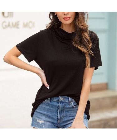 WUAI Women's Plus Size Short Sleeve T-Shirt with Face Mask - Casual Loose Fit Round Neck Top Blouse in Black (X-Large) - Buy Online on GoSupps.com