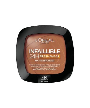L'Oreal Paris Infaillible 24h Fresh Wear Bronzer light and matt finish for an irresistible complexion waterproof and long -lasting color 450 deep tan 9 g (1 Pack)