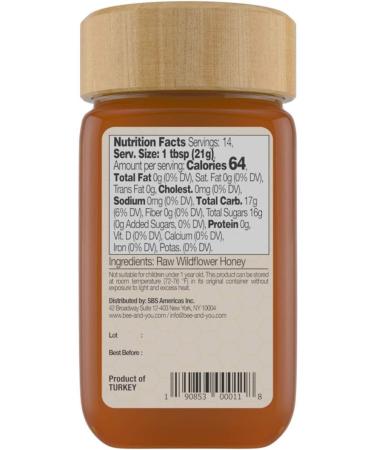 Bee and You Wildflower Honey - Raw Wildcrafted Polyflora and Unprocessed- Rich in Active Enzymes - OU Kosher Paleo Gluten-Free (10.6 oz) - Buy Online on GoSupps.com