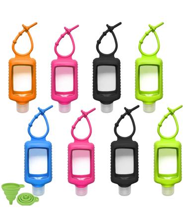 8 PCS Hand Sanitizer Holder Keychain 60ml/2oz Empty Travel Size Bottles with Silicone Keychain Portable Plastic Leakproof Squeeze Bottles with Flip Cap for Hand Sanitizer Conditioner 8 Pack