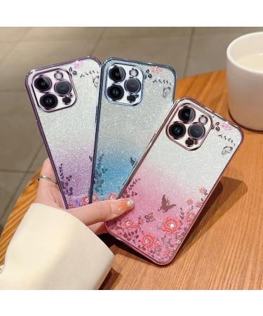Tivenfezk Nadoli Glitter Diamond Case for Xiaomi Redmi Note 9S | Sparkle Flower Butterfly Soft Silicone Protective Cover - Stylish & Durable Purple Design - Buy Online on GoSupps.com
