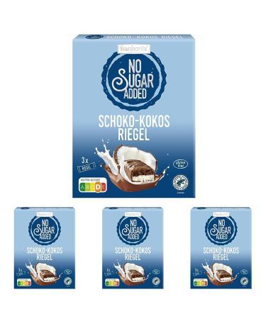 frankonia CHOCOLAT NO SUGAR ADDED Chocolate-Coconut Bar 100 g (3x33 g) (Pack of 4) 3 pieces (Pack of 4) Single