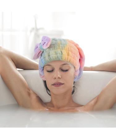 NOLITOY Quick Dry Hair Towel Wrap for Women - Cute Bowknot Design Super Absorbent for Curly & Thick Hair Colorful Elastic Hair Cap - Buy Online on GoSupps.com
