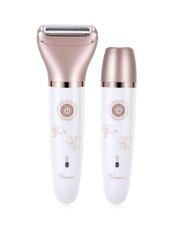 Electric Razor for Women, Nivlan Painless 2 in 1 Wet & Dry Lady Shaver for Women, Portable Waterproof Bikini Trimmer Body Hair Removal for Legs, Underarms, Armpit, Face (Rose Gold)