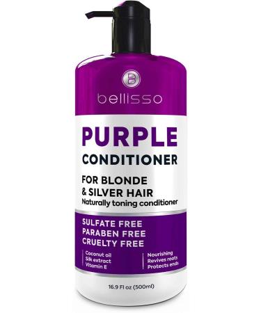 Purple Conditioner for Blonde Hair - Sulfate and Paraben Free Toner - No More Orange and Yellow Brassy Tones - More Balance for Color Treated Bleached Silver White and Gray Hair - Women and Men