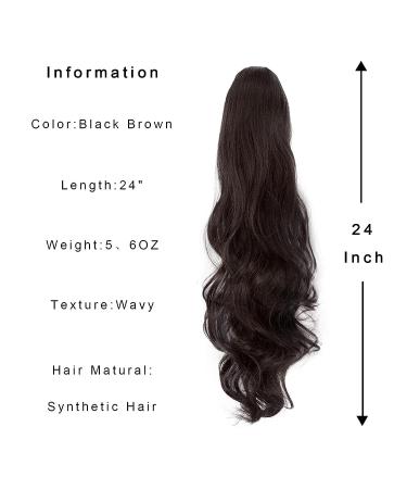 JHZSJF Ponytail Extension 24 inch Black-Brown Curly Wavy Drawstring Hairpiece - Women's Synthetic Clip In Ponytail Wig - Buy Online on GoSupps.com
