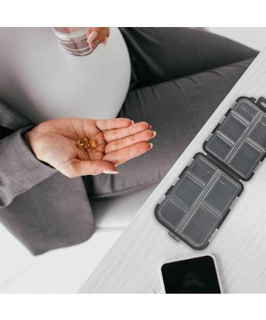 Travel Pill Organizer Box - Foldable Personal Daily Pill Case with 10 Grids Travel Pill Holder for Vitaming Fish Oils Black - Buy Online on GoSupps.com