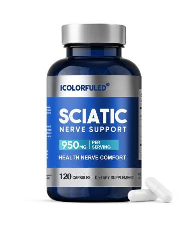 icolorfuled Sciatic Nerve Capsules Sciatic Nerve Pain R lief Suppl -Ment with 300mg Alpha Lipoic Acid & B-Complex Vitamins 120 Capsules for Hip Hand Leg & Lower Back Comfort