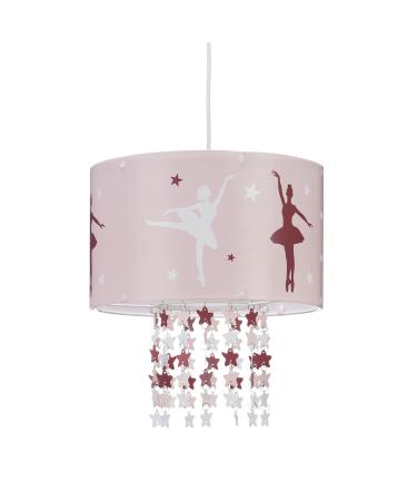Relaxdays hanging lamp for girls children's lamp with ballerina motif pendant lamp with star mobile for children's room pink 30 x 30 x 140 cm
