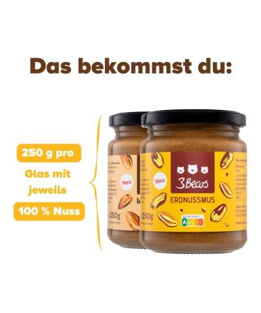 3bear's Peanutism & Almondmus | 100% Roasted Gluten-Free Vegan Nut Butters | Creamy & Intense Taste | 2 x 250g All Varieties - Buy Online on GoSupps.com