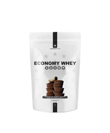 Canadian Protein Economy Whey 21g of Protein | 1 kg of Chocolate Peanut Butter Flavoured Low Carb Keto Friendly Workout Recovery Protein Shake Chocolate Peanut Butter 1 kg