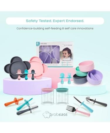 Grabease Stainless Steel Fork Knife & Spoon Set 18m+ - Blush | Baby Utensils for Easy Self-Feeding - Buy Online on GoSupps.com