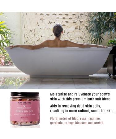 Black Sand Labs Floral Amour Premium Bath Salts - Dead Sea & Himalayan Pink Salt Blend with Rose Petals and Jasmine for Skin Rejuvenation - Luxury Bath Salts for Women - Buy Online on GoSupps.com