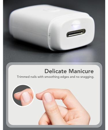 Electric Nail Clipper Corta U as Electrico Bebe 2 in 1 Electric Nail Clipper with Light Grinding Discs Type C Baby Nail Clippers Fast Charging Automatic Nail Cutter White - Buy Online on GoSupps.com