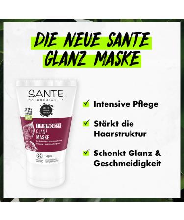Sante Natural Cosmetics Family 1 Min Wonder Shine Mask - Silicone-Free Vegan Hair Care with Organic Brim Extract for Ultimate Shine & Suppleness - 100ml - Buy Online on GoSupps.com