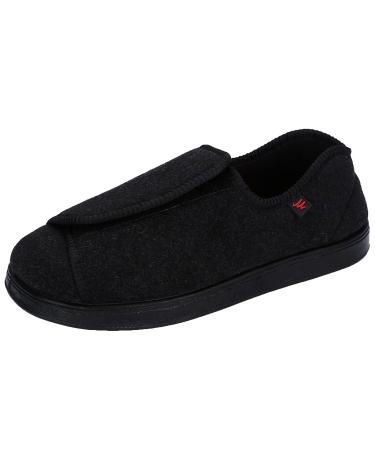 ZHENSI Women's Adjustable Slippers Wide Swollen Feet Diabetic Walking Shoes Self-Adhesive Non-Slip Memory Foam 9.5 Black
