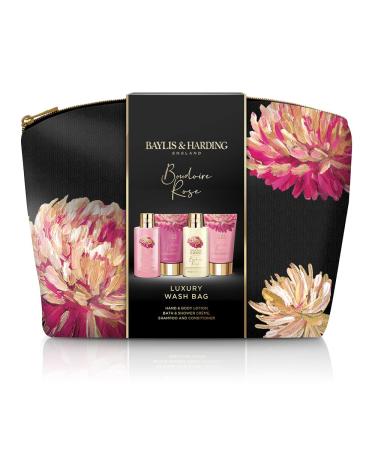 Baylis & Harding Boudoire Rose Luxury Wash Bag Gift Set (Pack of 1) - Vegan Friendly Rose Wash Bag