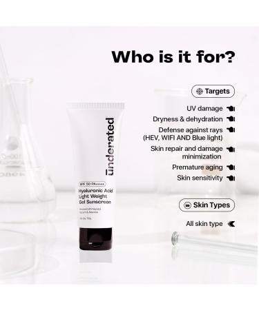 Underated Lightweight Gel Sunscreen SPF 50 PA++++ | Hydrating Formula with Hyaluronic Acid Aquaxyl & Aloe Vera | Non-Greasy Broad Spectrum | For All Skin Types | 50g - Buy Online on GoSupps.com