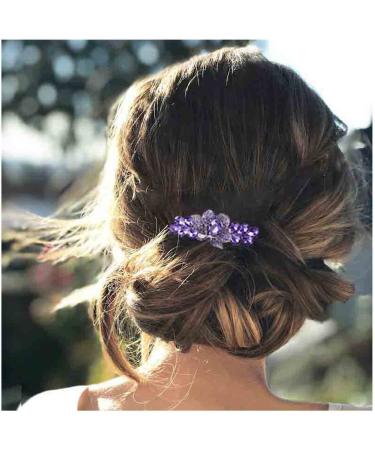 Yheakne crystal wedding hair clipping purple rhinestos hair clip bling bride headdress decorative headgear crystal hair clipping ridge bride hair jewelry for women and girls (style c)