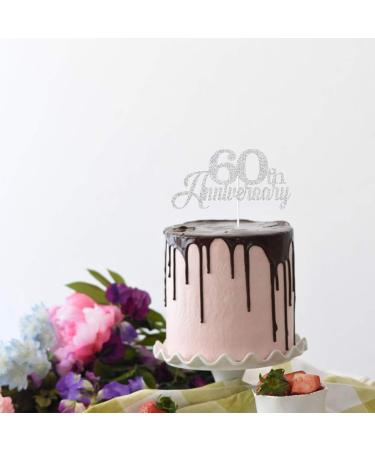 Tenhaisi Glittery Silver Happy 60th Anniversary Cake Topper Hello 60 Wedding Party Decorations - 60th Wedding Anniversary Cake Topper - Cheers to 60 Anniversary Birthday Party Supplies - Buy Online on GoSupps.com