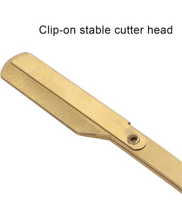 SYH & AQYE Stainless Steel Eyebrow Holder | Foldable Manual Razor for Men | Multi-Purpose Dermaplaning Tool | Gold Facial & Eyebrow Razor - Buy Online on GoSupps.com