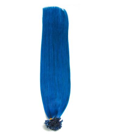 Blue Keratin Bonding Extensions | 100% Remy Human Hair | 50x1g U-Tip | Smooth Strands | 45cm Long Blue Hair Extensions - Buy Online on GoSupps.com