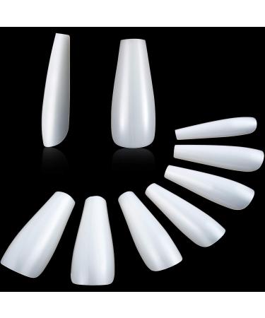 Ballerina Nails Long False Nails Coffin Fake Nails Full Cover Length 100 Pieces Artificial Fingernails Tip with Case for Nail Salons and DIY Nail Art 10 Sizes (Natural) - Buy Online on GoSupps.com