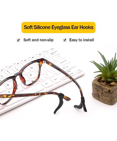 Soft Silicone Glasses Ear Handles - 10 Pairs Non-Slip for Glasses Sunglasses & Reading Glasses (Black) - 42 x 11 mm - Buy Online on GoSupps.com