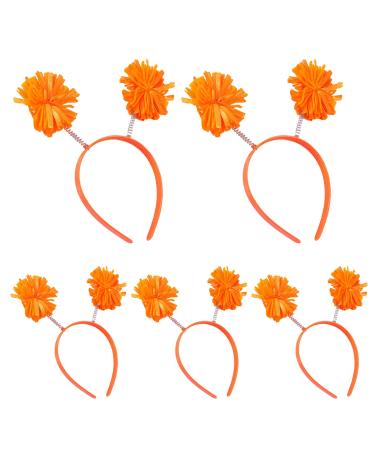 amangul Cute Hairband with Colorful Pompoms Perfect for Parties Stage Performences Eye-catching Party Headband Birthday HeadWear(Orange)